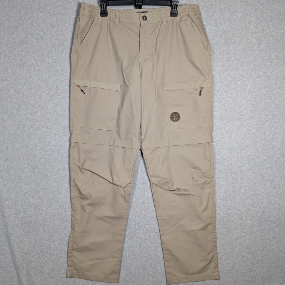 CANDA Convertible Cargo Pants Men 38x34 Beige Convertible Zip Off Hiking Ripstop